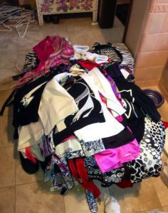All the clothes that were donated from a successful closet clean-out.