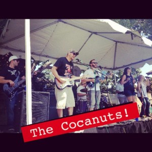 The Cocanuts performing and keeping cool at outdoor music festival: Burbstock.